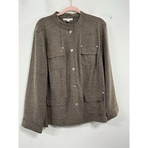 Womans JM Collection Woman Long Sleeve Snap Front Jacket 20 W Brown Excellent